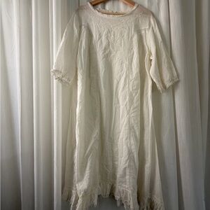 Magnolia Pearl Ivory Pintuck Lace Embroidered Prairie Dress OS